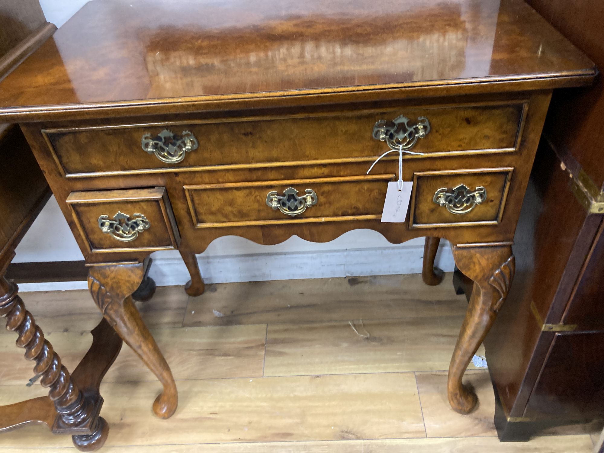 A Queen Anne style walnut lowboy, width 75cm, depth 45cm, height 78cm